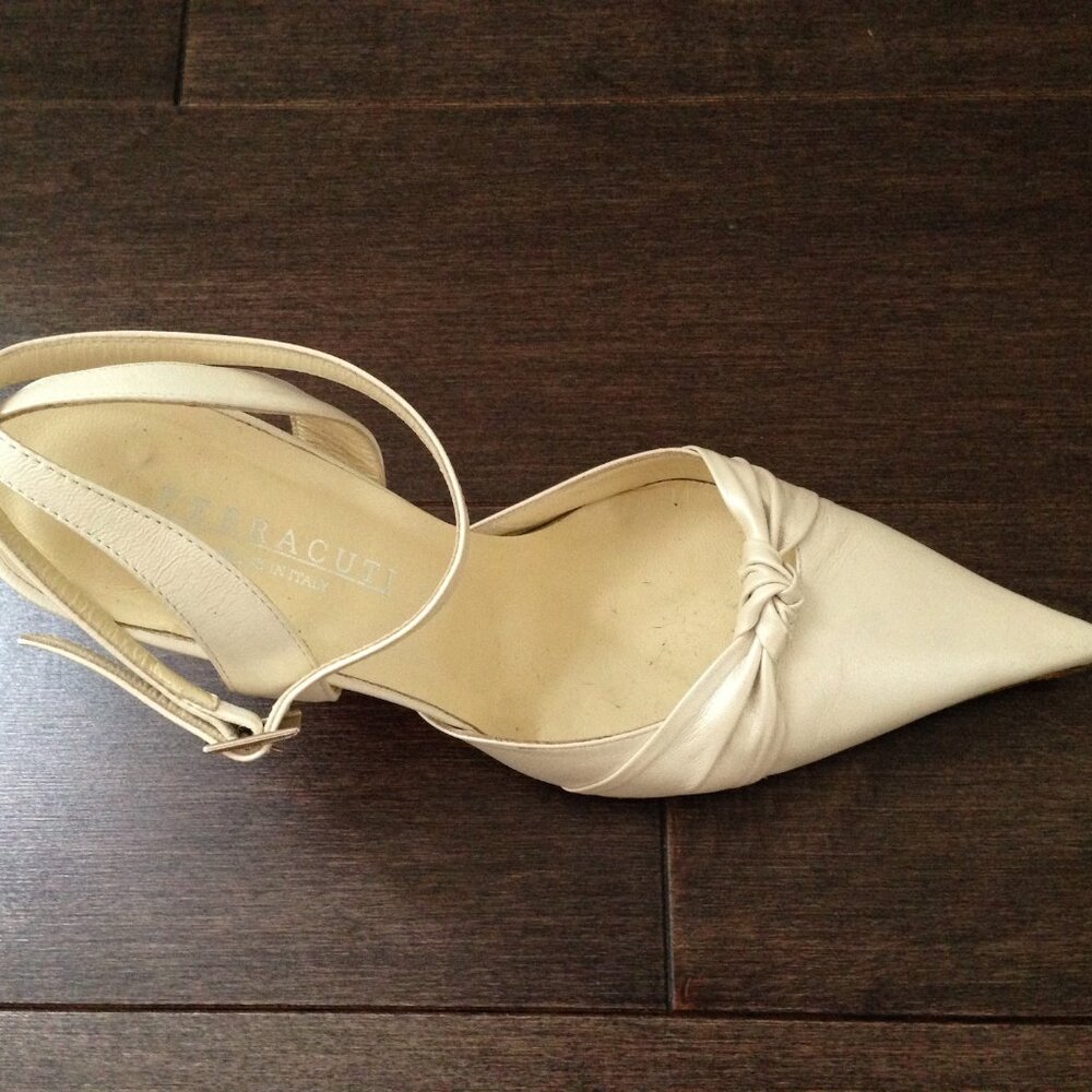 Leather sling back wedding shoe
